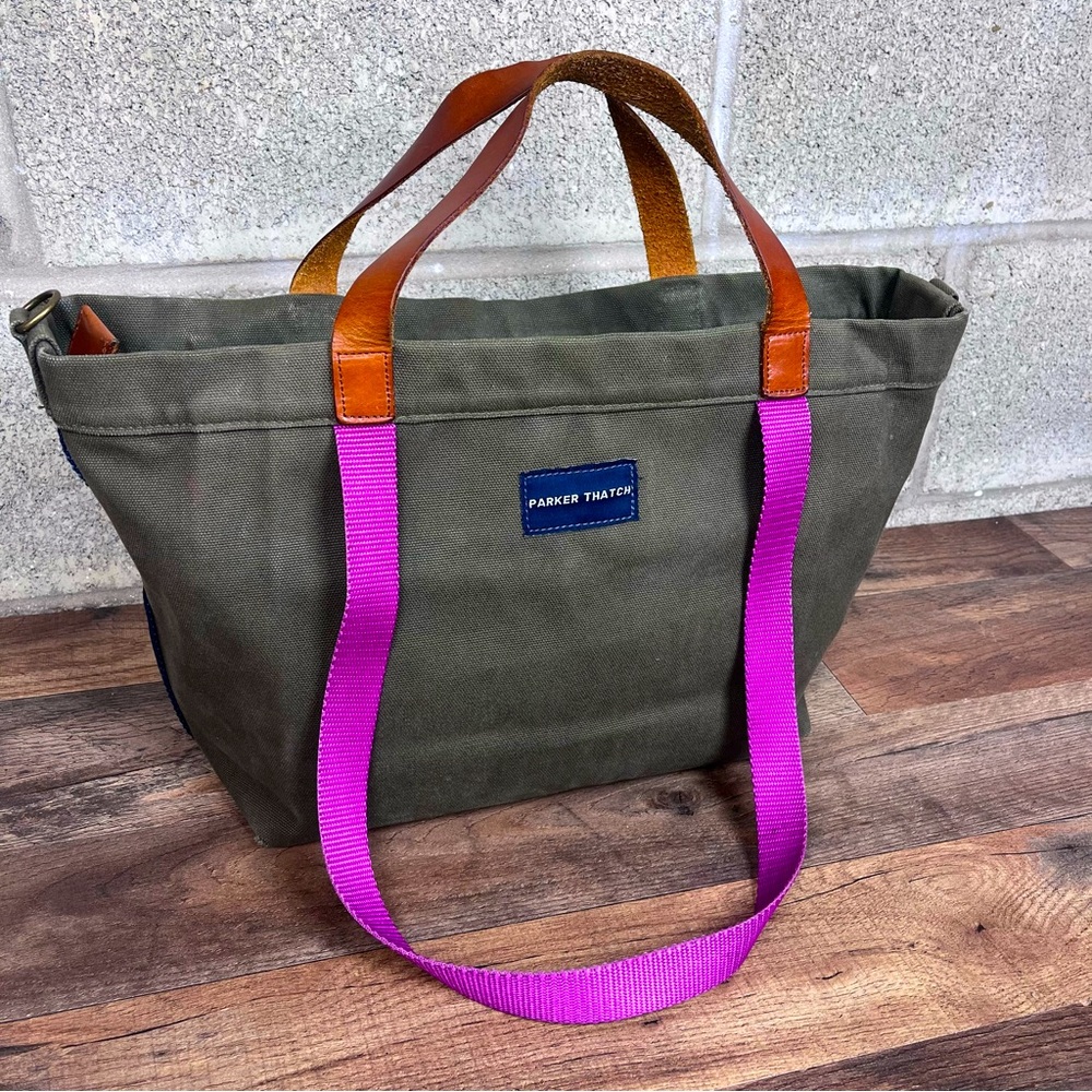 PARKER THATCH Colorblock Tote Bag canvas
